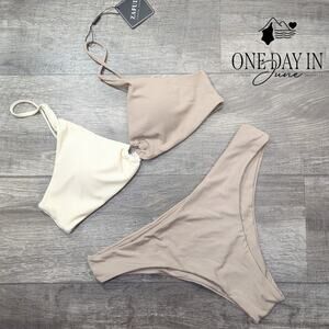 Zaful Ring Front Ribbed Bikini Swimsuit Size XL